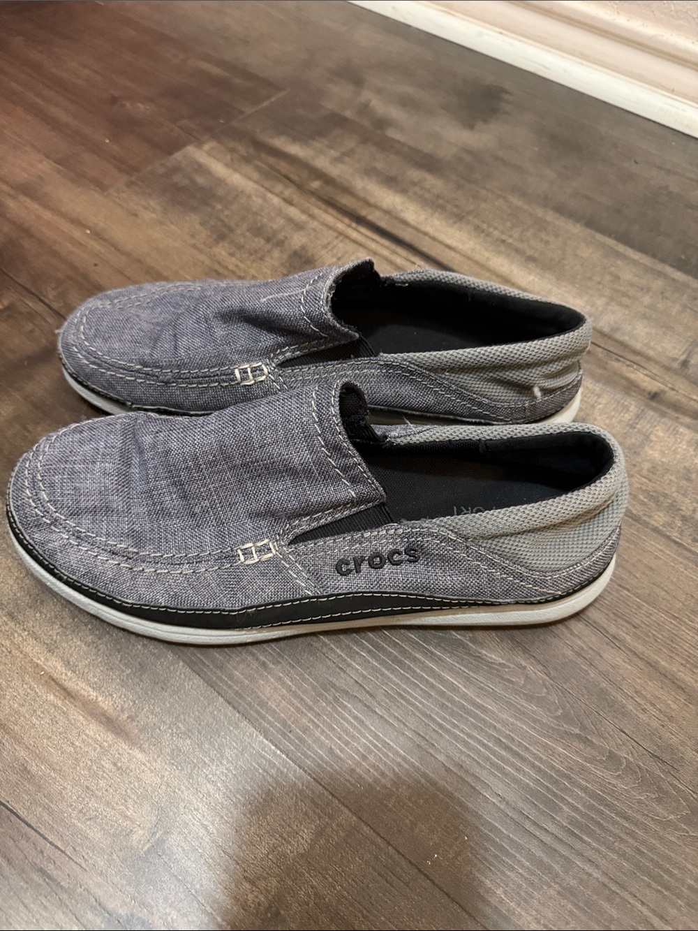 CROCS Men's Charcoal Slip-On Canvas Loafers